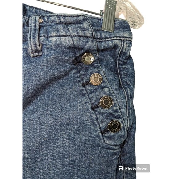 Gap '70s Flare Jeans Womens 10/30R Blue Stretch Button Pockets High Rise - Picture 2 of 9